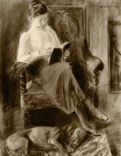 Reading Girl / Watercolor by Max Liebermann by Max Liebermann